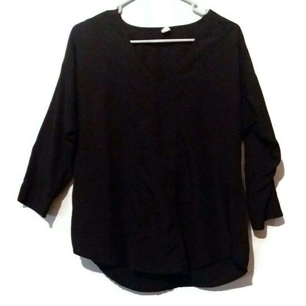 Old Navy‎ Black Top Small Career Basic Long Sleeve Semi Sheer
